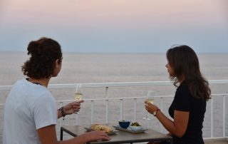 Sunset aperitif on the sea view terrace, B&B Giuggiulena Syracuse Sicily